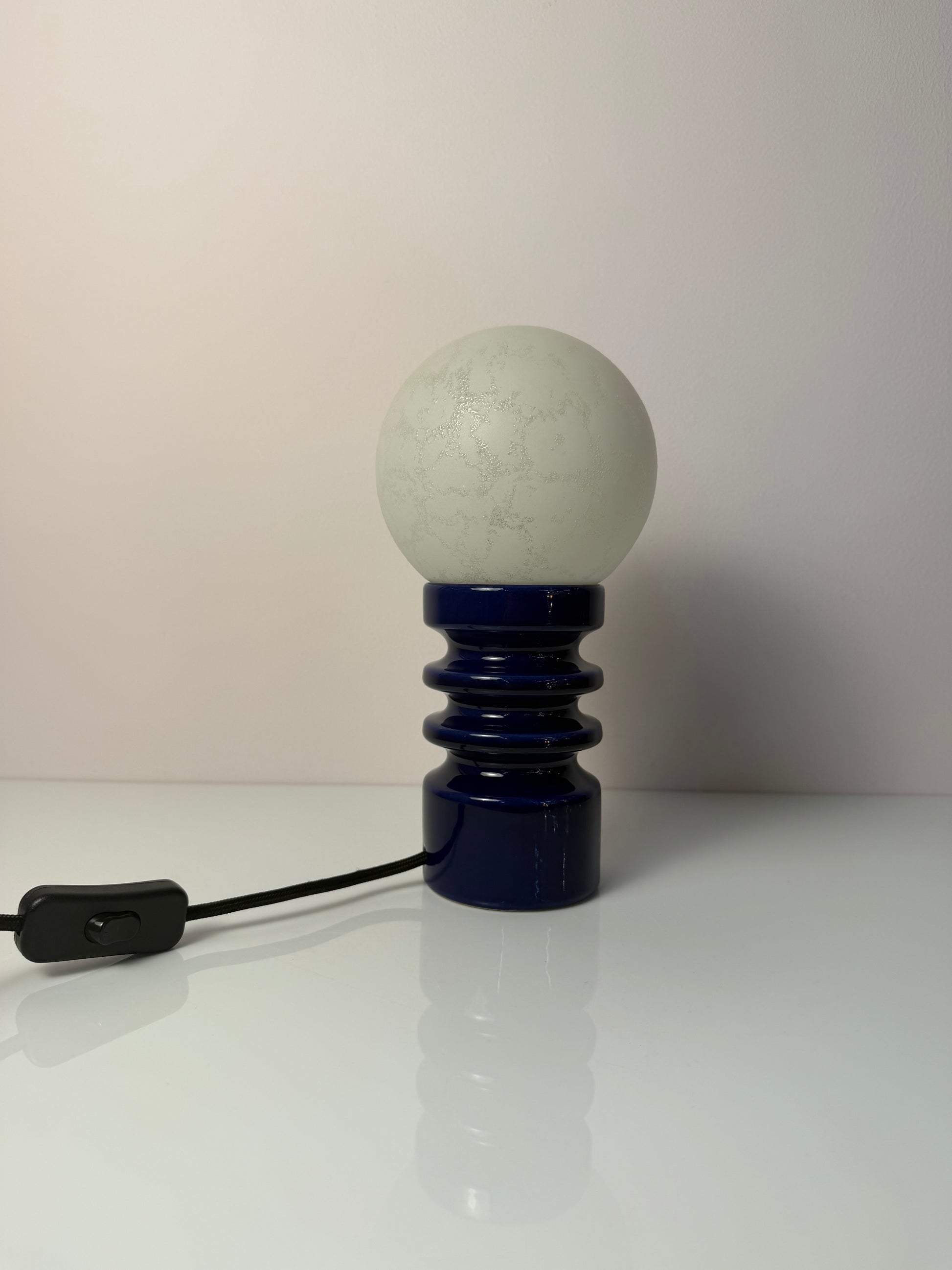 Tischlampe blau Keramik Glas von Cari Zalloni für Dümler & Breiden