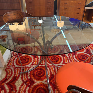 Runder Esstisch Chrom & Rauchglas