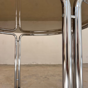 Runder Esstisch Chrom & getöntes Glas
