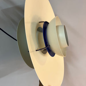 Lamellenlampe PH5 weiß blau von Poul Henningsen für Louis Poulsen