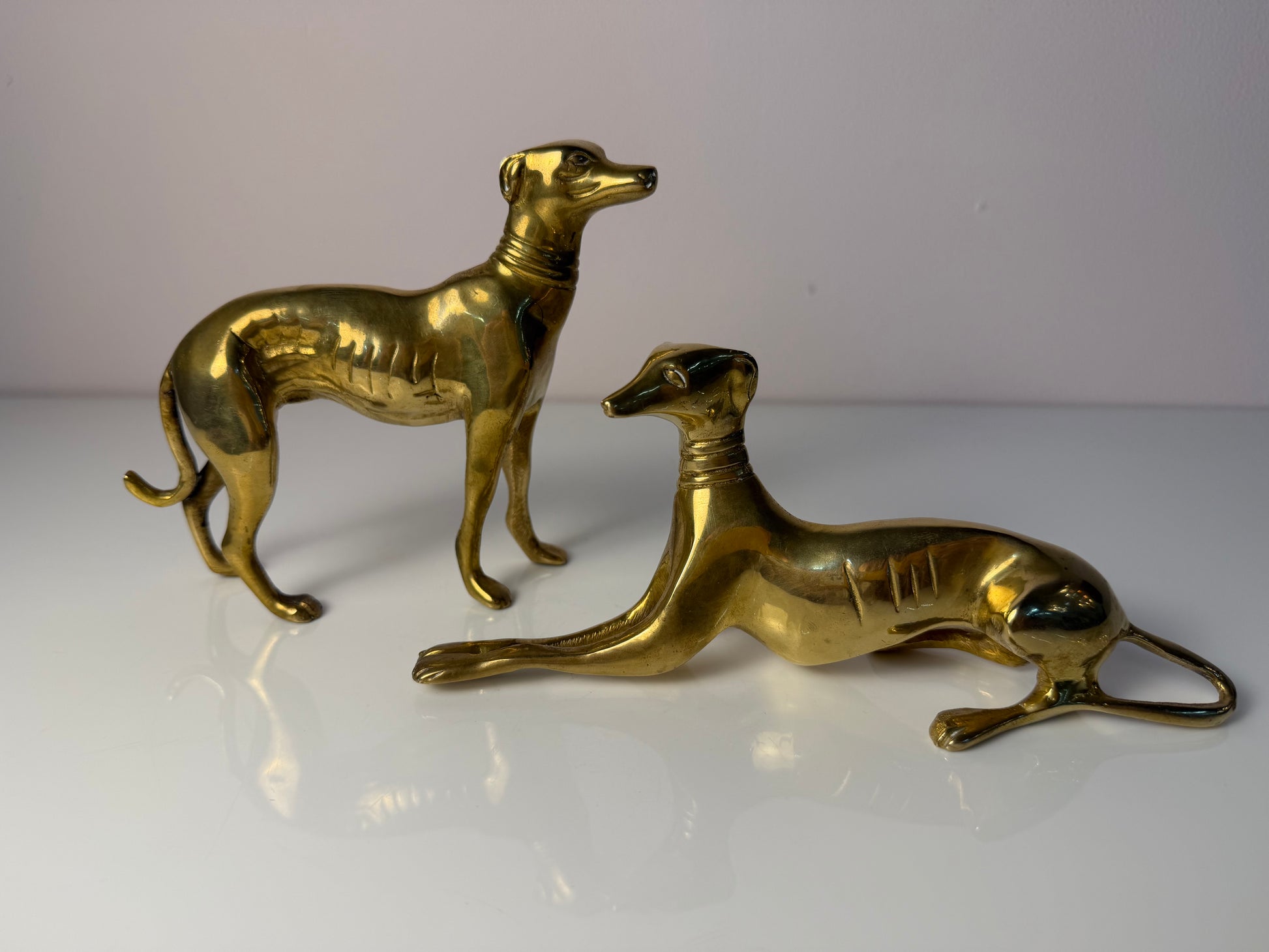 Set: 2 Windhunde Messing aus Dänemark