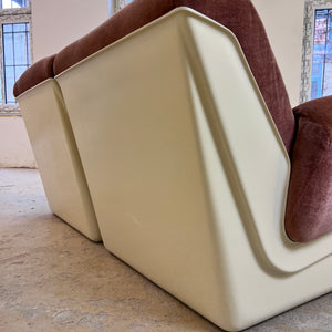 Modularer Schalensessel rosa Samt & Kunststoff