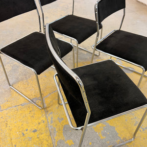 Set: 4x TACKE Polsterstuhl schwarz Chrom