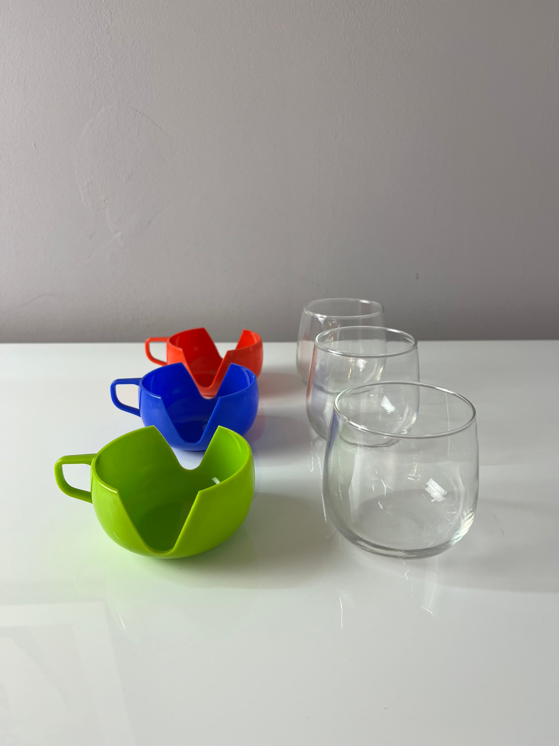 Set: 3x Glasbecher rot grün blau Made in Holland