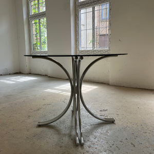 Runder Esstisch Rauchglas Chrom