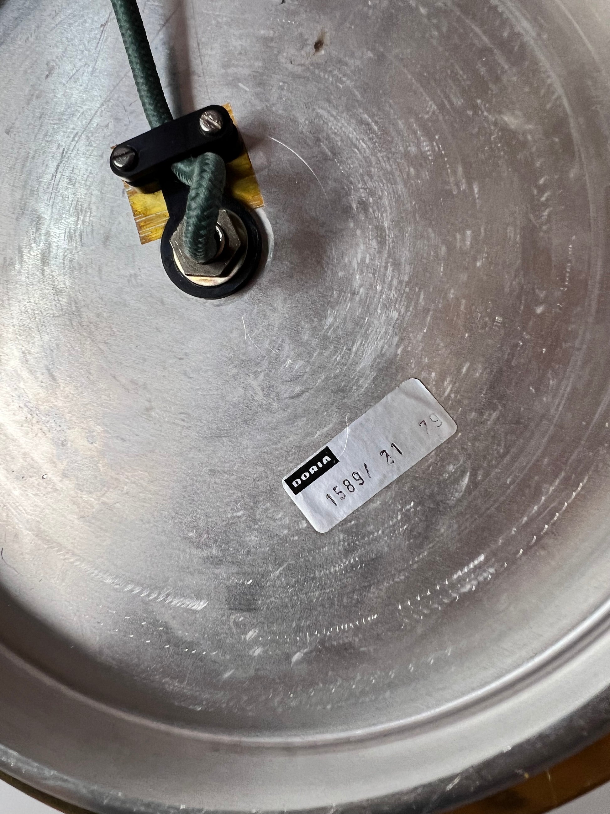 Tischlampe grün weiß Glas von Doria