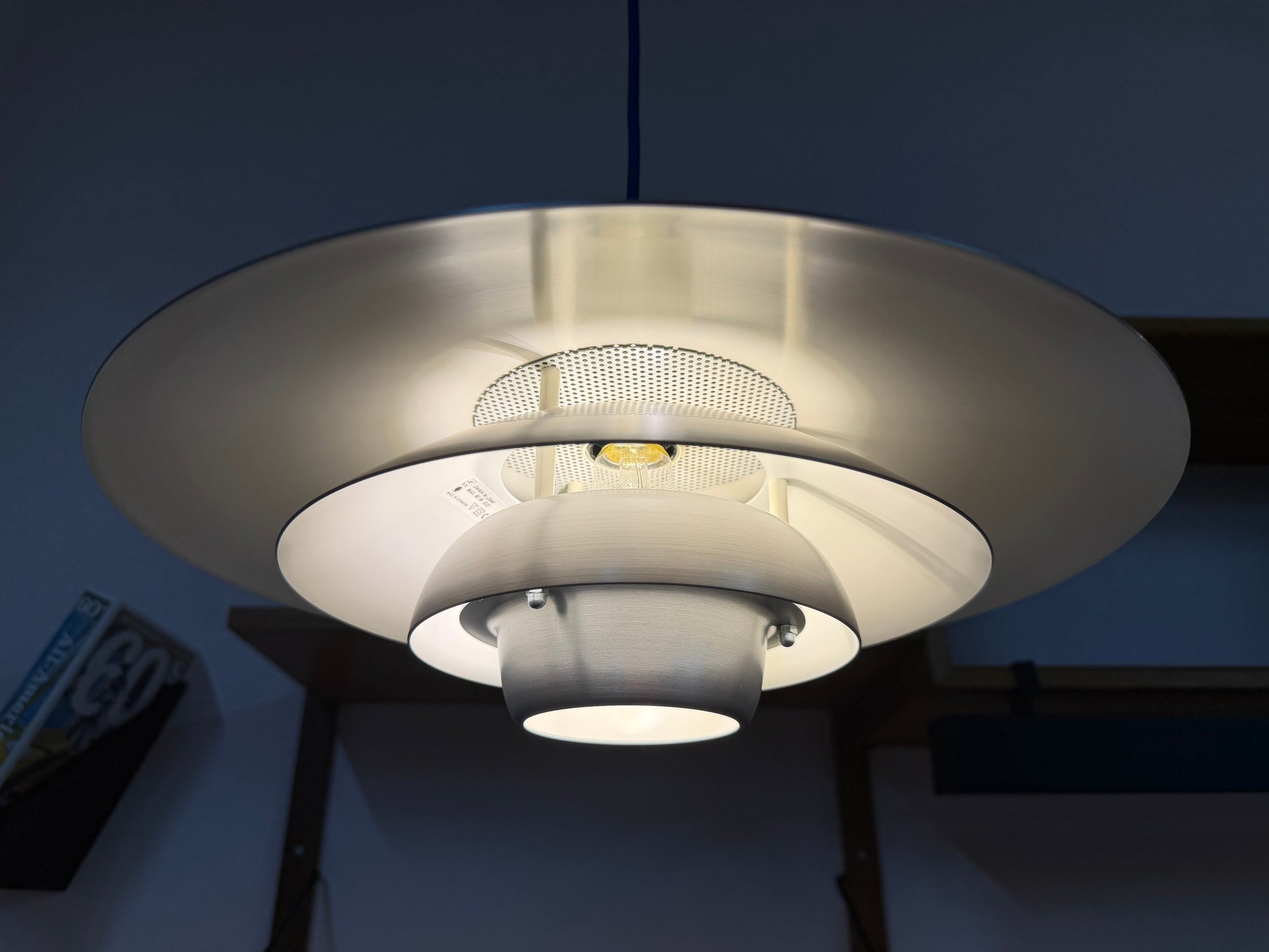 Lamellenlampe Modell Dania 2040 silber von Kurt Wiborg für JEKA