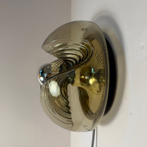 Kleine Wandlampe Futura Rauchglas Messing von Koch & Lowy für Peill & Putzler
