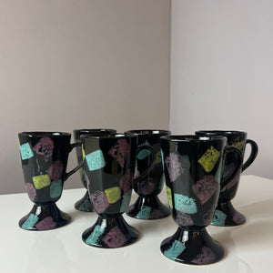 Set: 6x Tasse schwarz pastell