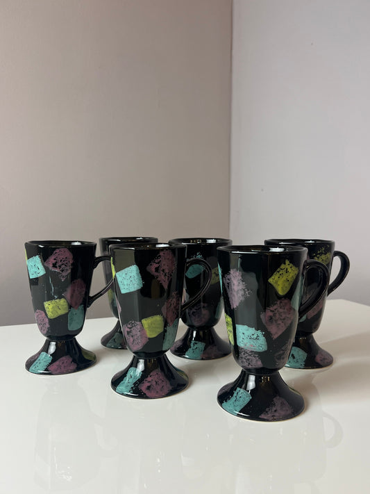 Set: 6x Tasse schwarz pastell