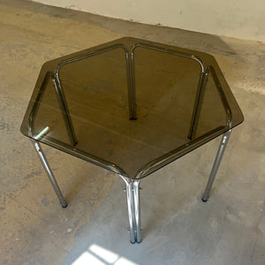 Hexagon Esstisch Rauchglas Chrom