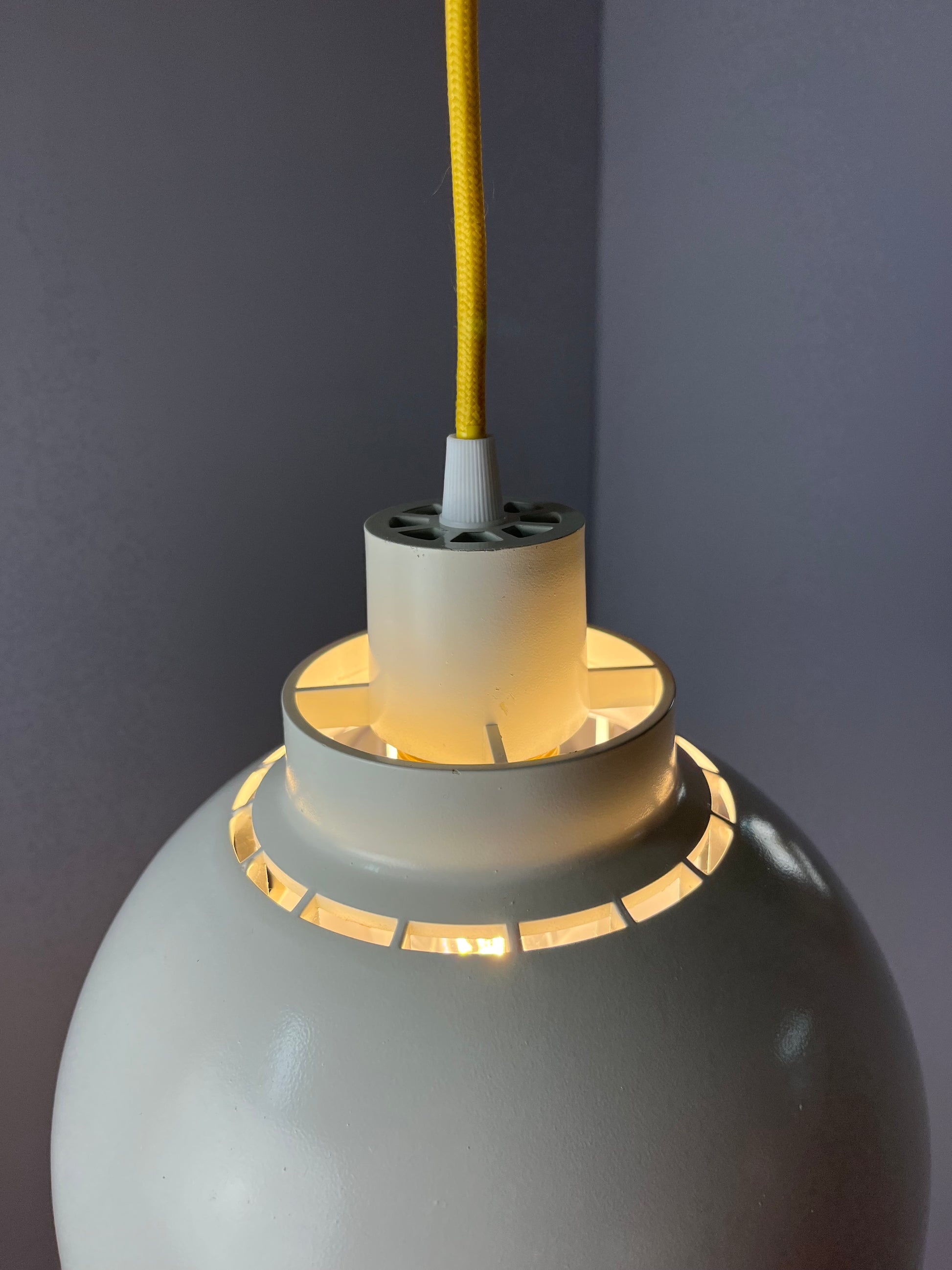 Hängelampe Minisol weiß silber neu lackiert von K. Kewo für Nordisk Solar