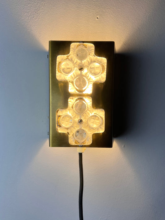 Wandlampe Eisglas & Messing