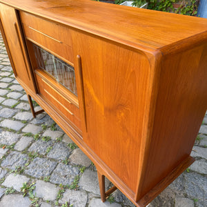 Highboard Teak mit Vitrine & Minibar aus Dänemark