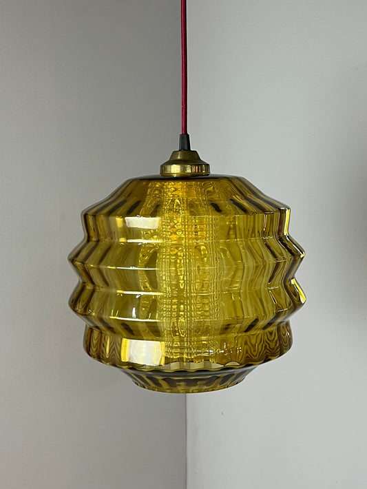 Hängelampe mit Glas Doppelschirm von Carl Fagerlund für Orrefors