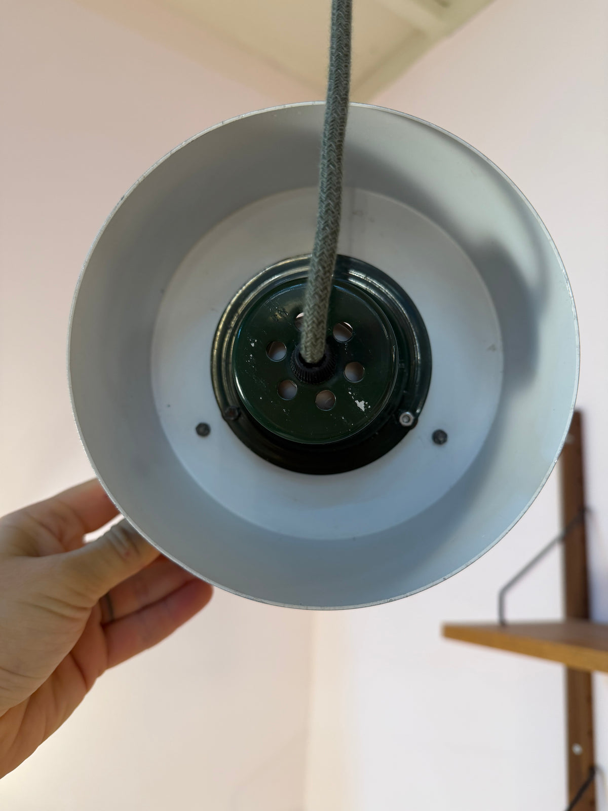 Hängelampe grün silber aus Dänemark
