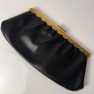 Tasche Echtleder schwarz & Messing KaDeWe 70er