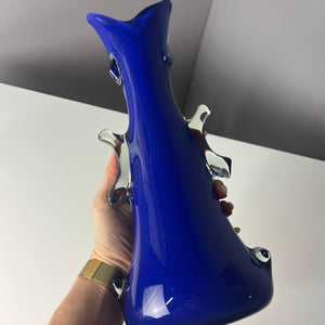 Vase Shark Fin blau Glas von HSG Tarnowiec
