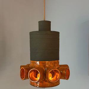 Hängelampe orange braun Keramik