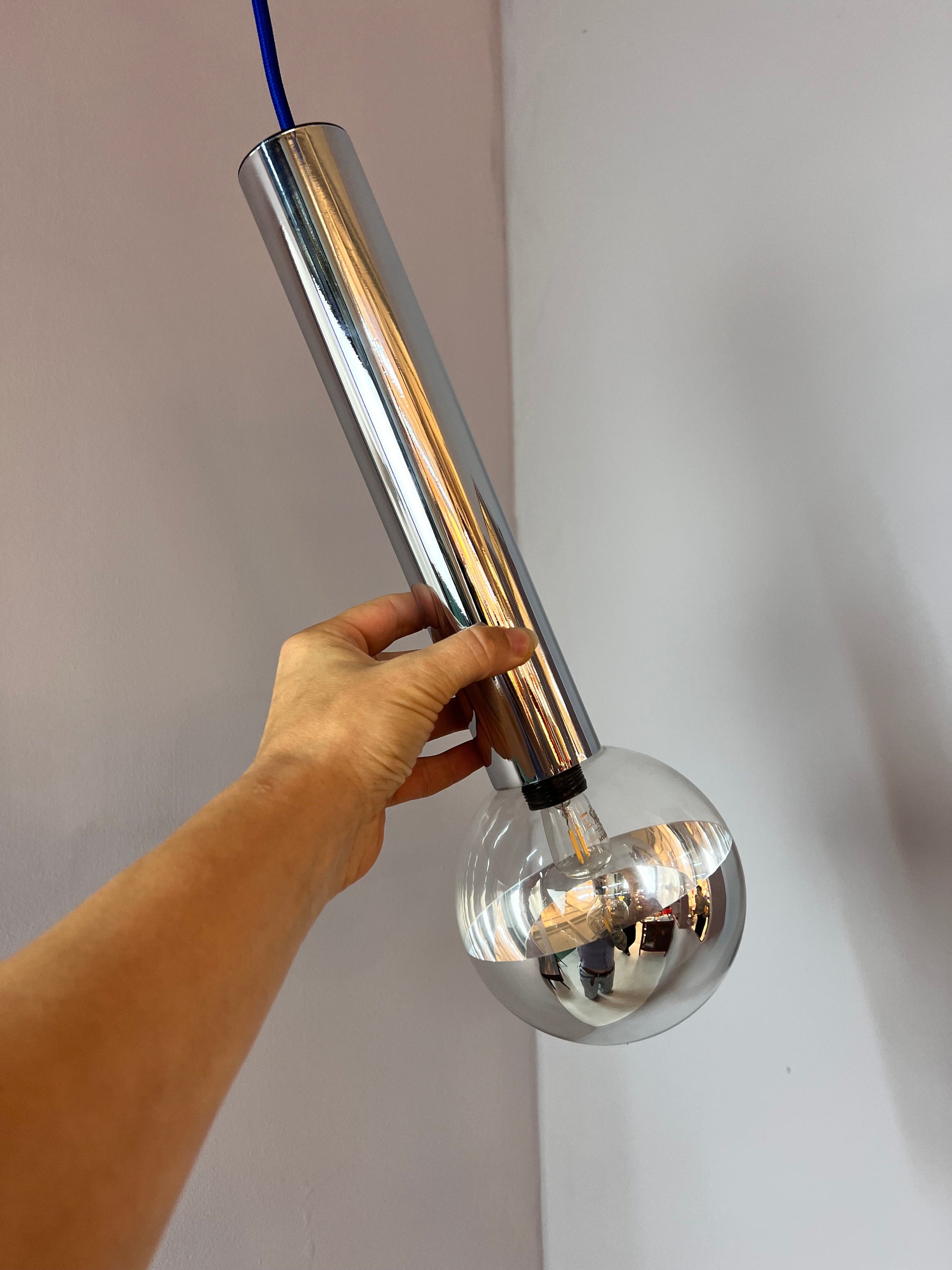 Hängelampe Big Globe Chrom 39 cm von Motoko Ishii für STAFF