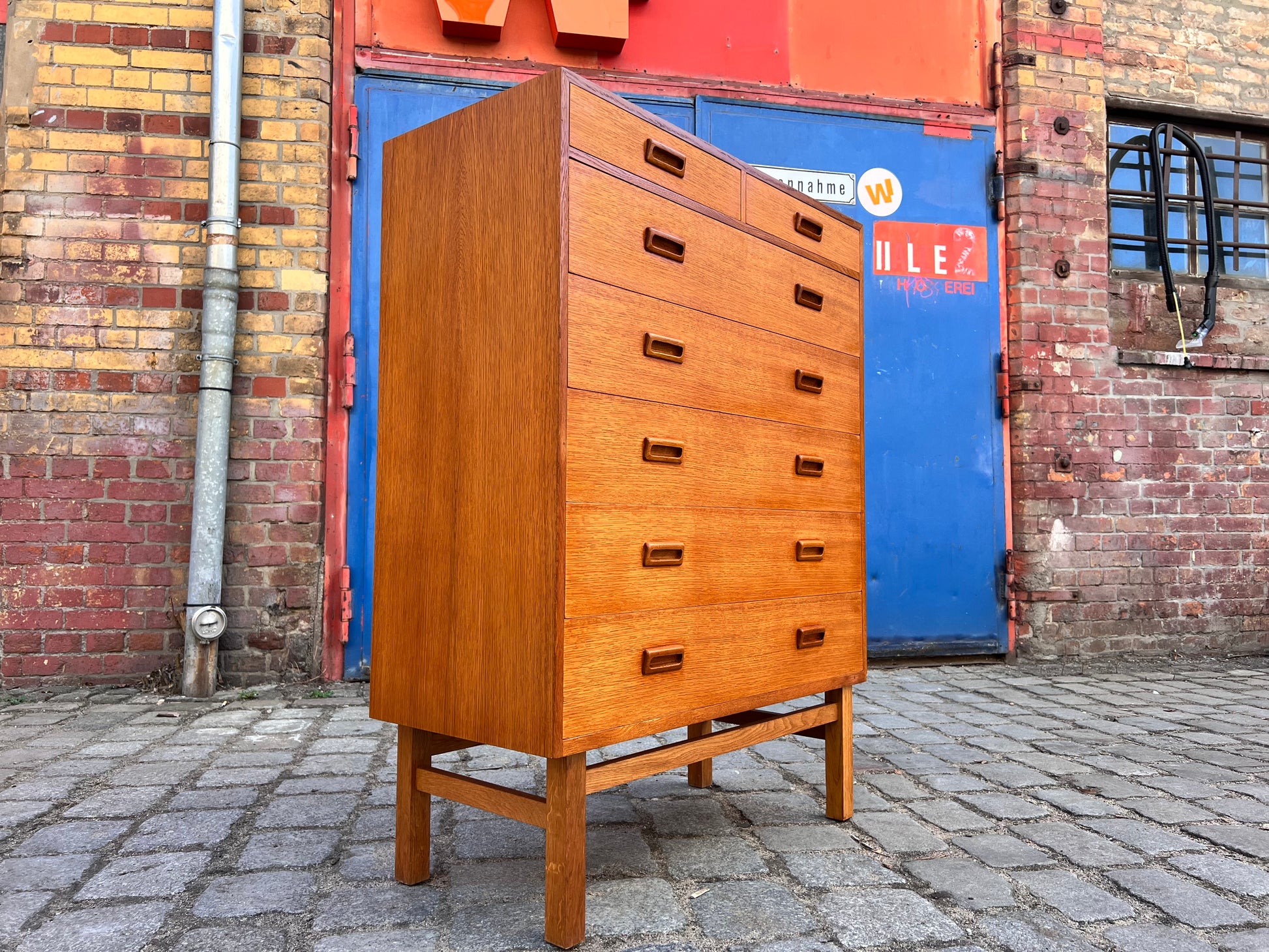 Tallboy Kommode Eiche mit Doppelgriffen von Holger Jensen für FDB Møbler