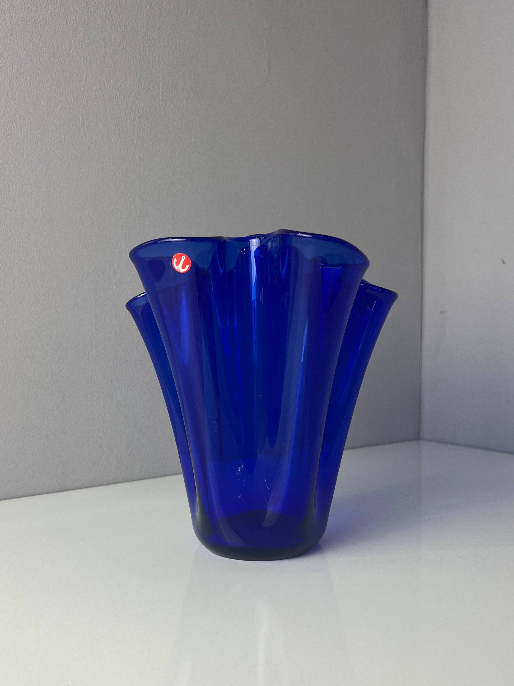 Vase Fazoletto blau Glas von Ancher Iversen