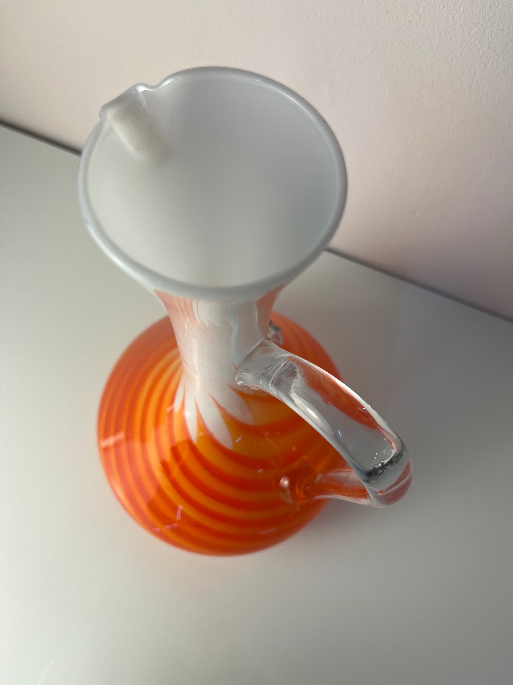 Henkelvase Opalglas mit Flammenmuster von Vetreria Artigiana Sanminiatello