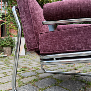Sessel Halina lila neu gepolstert Chrom von Hellerau