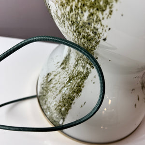 Tischlampe grün weiß Glas von Doria