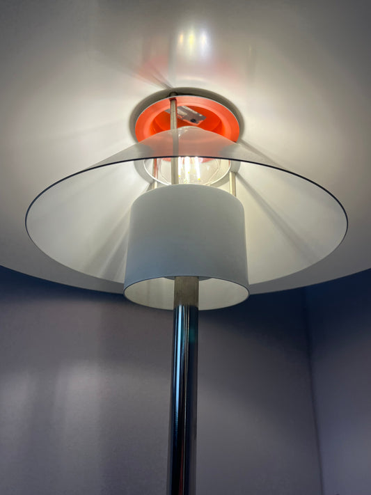 Tischlampe Trapez weiß orange von Christian Hvidt für Nordisk Solar