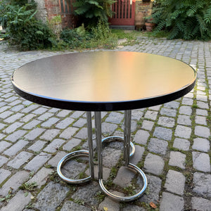 Runder Esstisch Aubergine Chrom