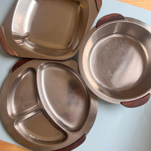 Set: 3x Tablett Stainless Steel mit Palisander Griffen aus Dänemark