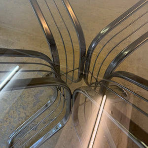 Runder Esstisch Chrom Rauchglas von Gastone Rinaldi für Rima