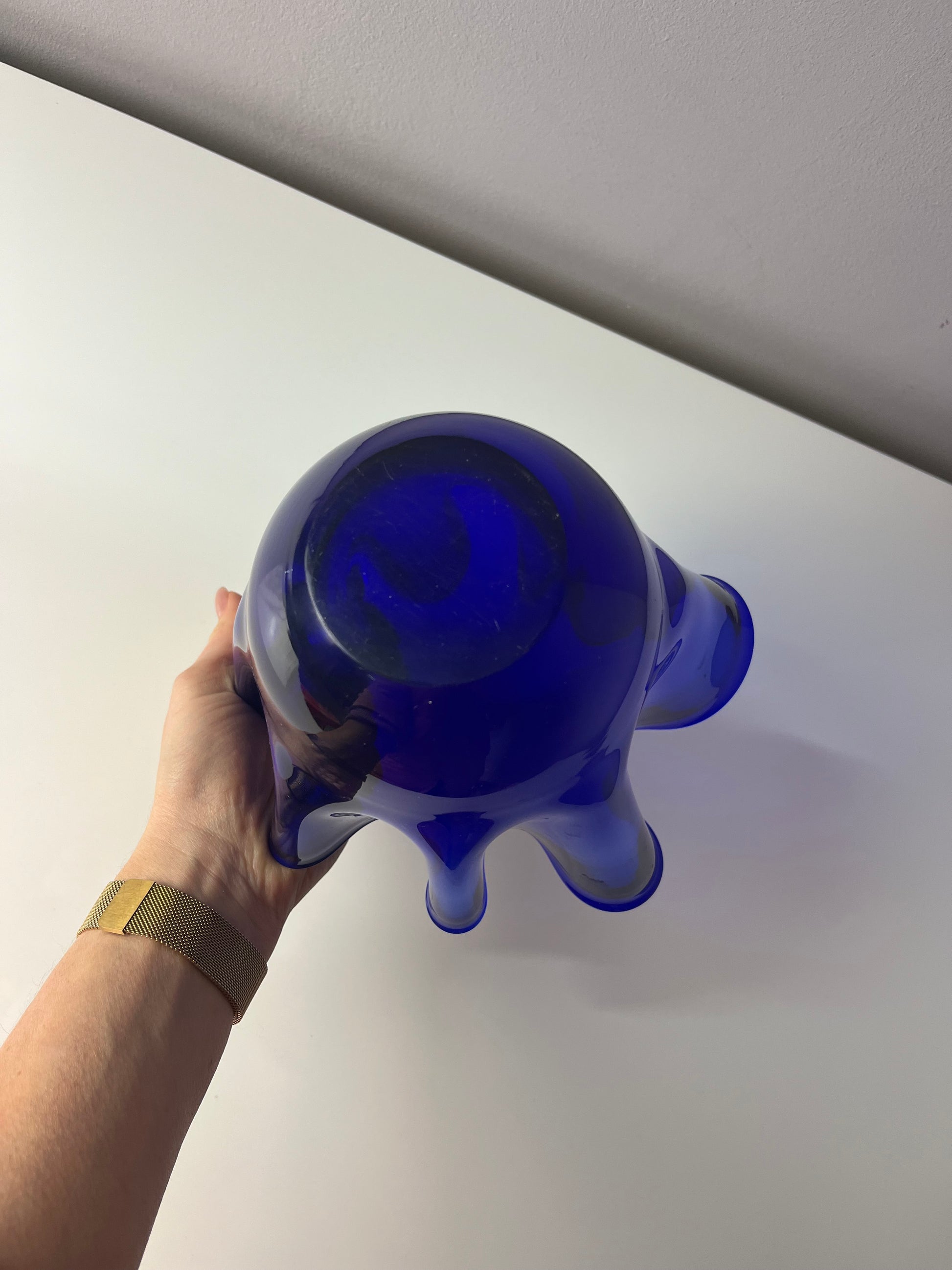 Vase Fazoletto blau Glas