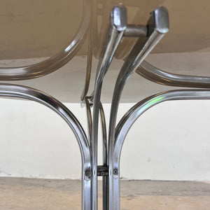 Runder Esstisch Rauchglas & Chrom