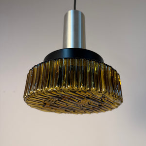 Hängelampe braun Glas Metall