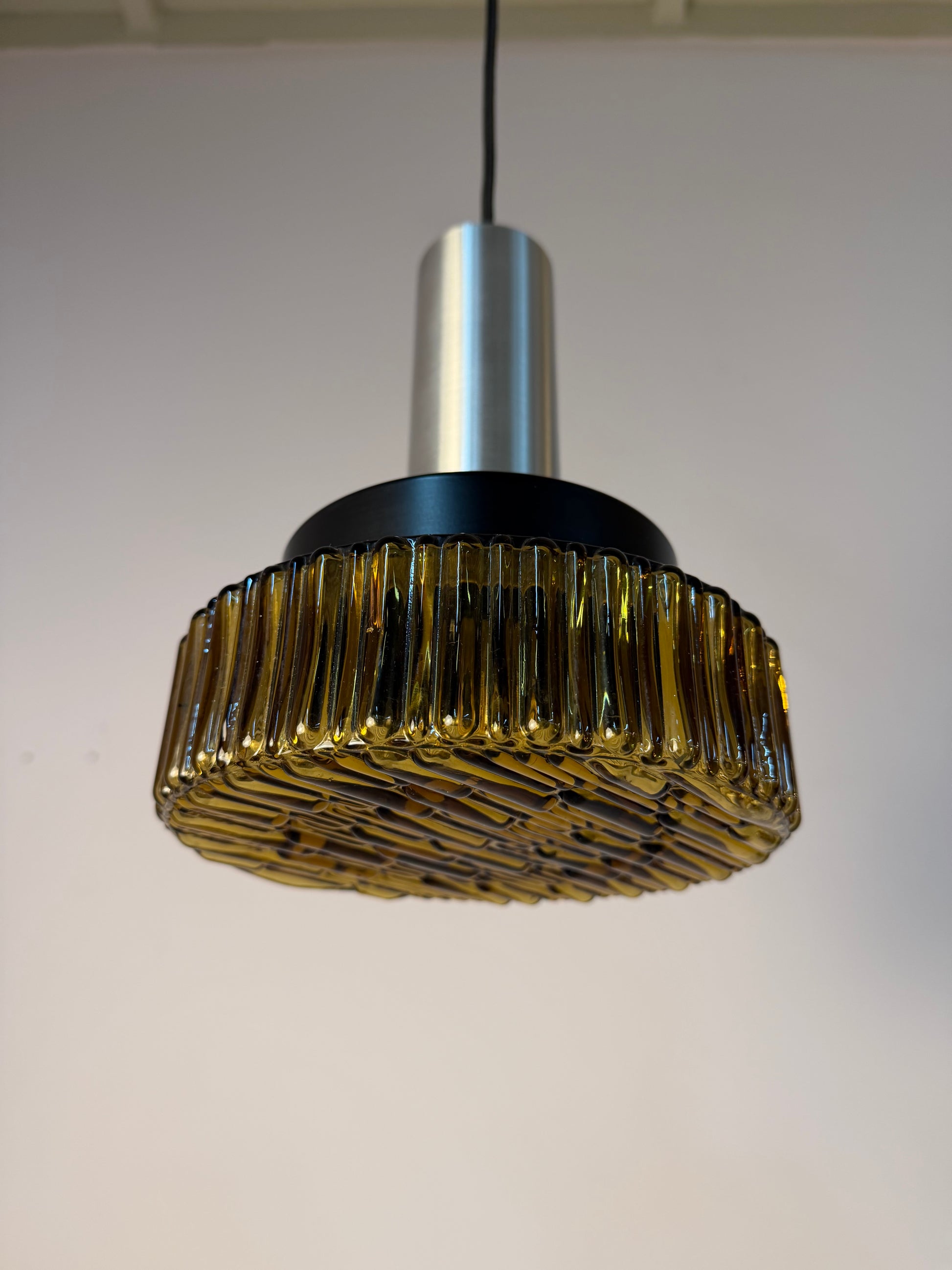 Hängelampe braun Glas Metall
