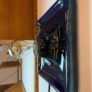 Quadratische Wandlampe blau Keramik von Hustadt Leuchten