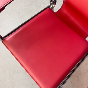 Chrom-Sessel rot aus Dänemark