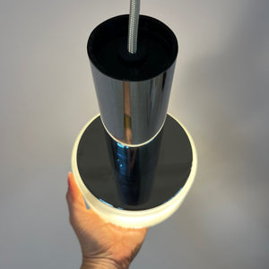 Hängelampe weiß Glas Chrom aus den Niederlanden