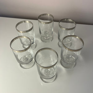 Set: 6x Weinglas mit Silberrand
