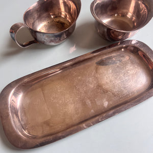 Set: Zuckerschale & Milchkännchen auf Tablett EPNS versilbert von COHR Denmark