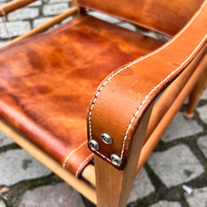 Safari-Sessel mit cognacfarbenem Lederbezug von Aage Bruun & Søn