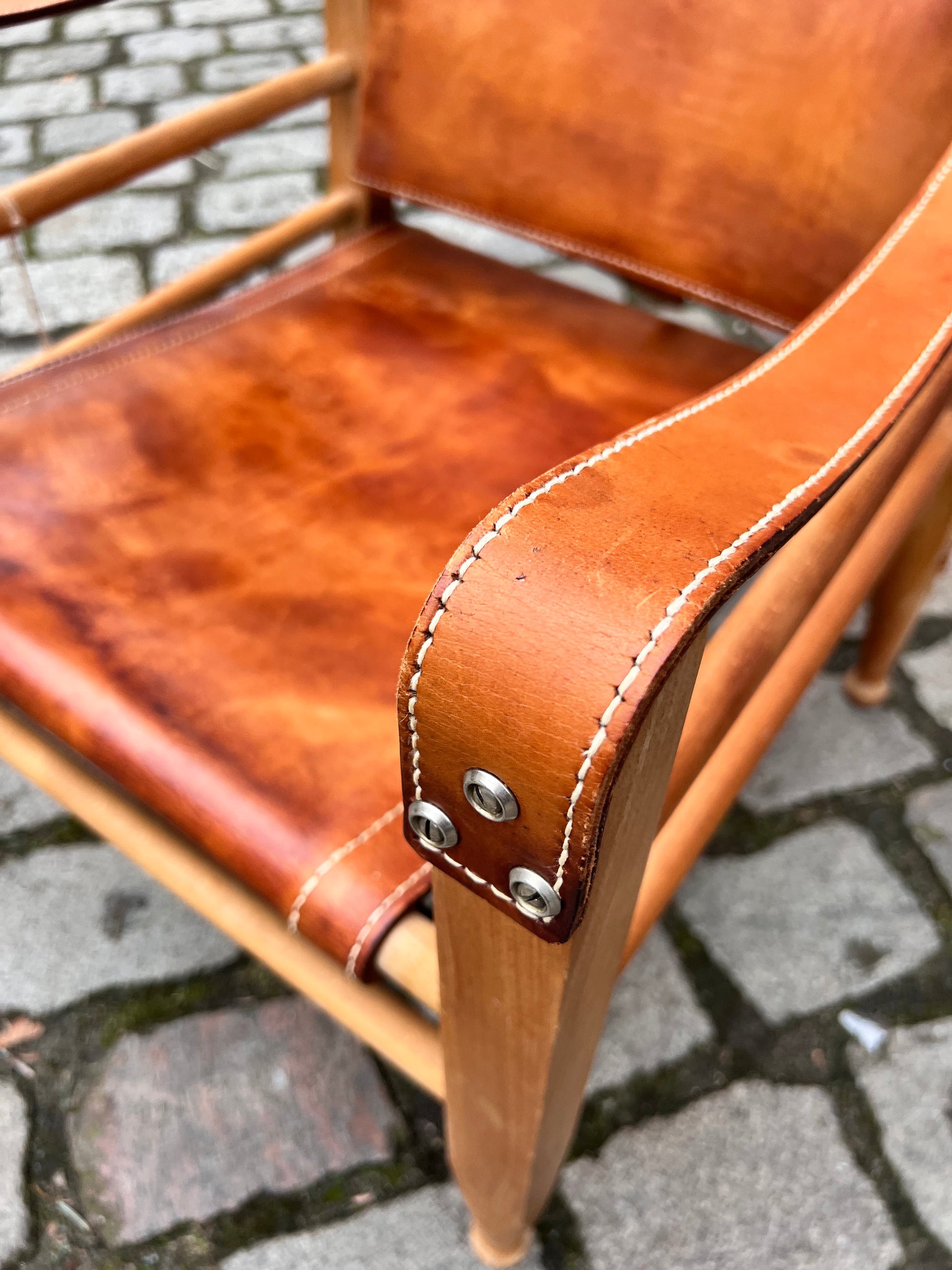 Safari-Sessel mit cognacfarbenem Lederbezug von Aage Bruun & Søn