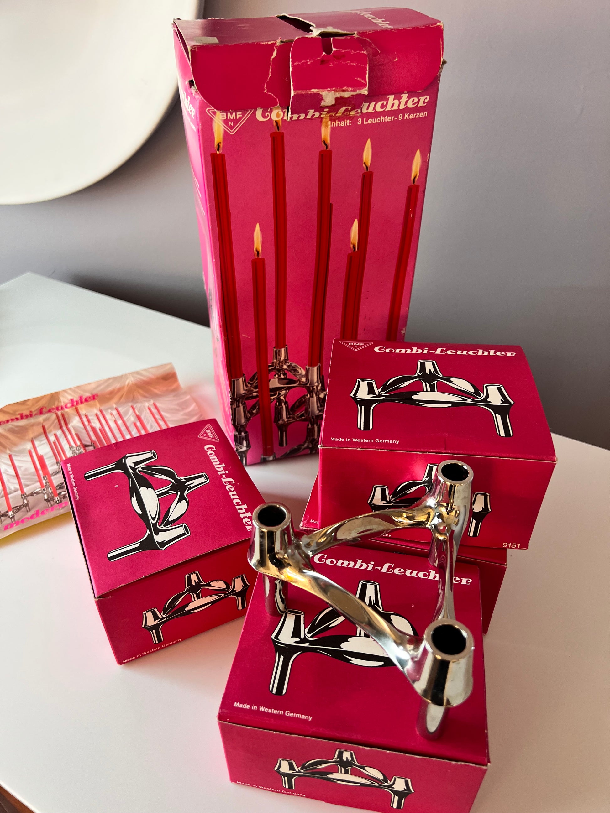 Set: 4x Kerzenständer BMF in Originalverpackung ohne Kerzen von Stoff & Nagel für BMF