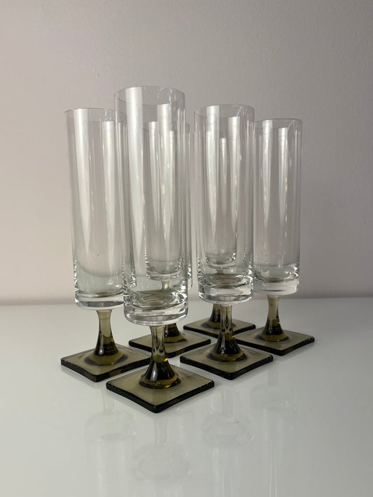 Set: 6x Sektkelch Modell Berlin mit Rauchfuß von Georg Jensen für Rosenthal