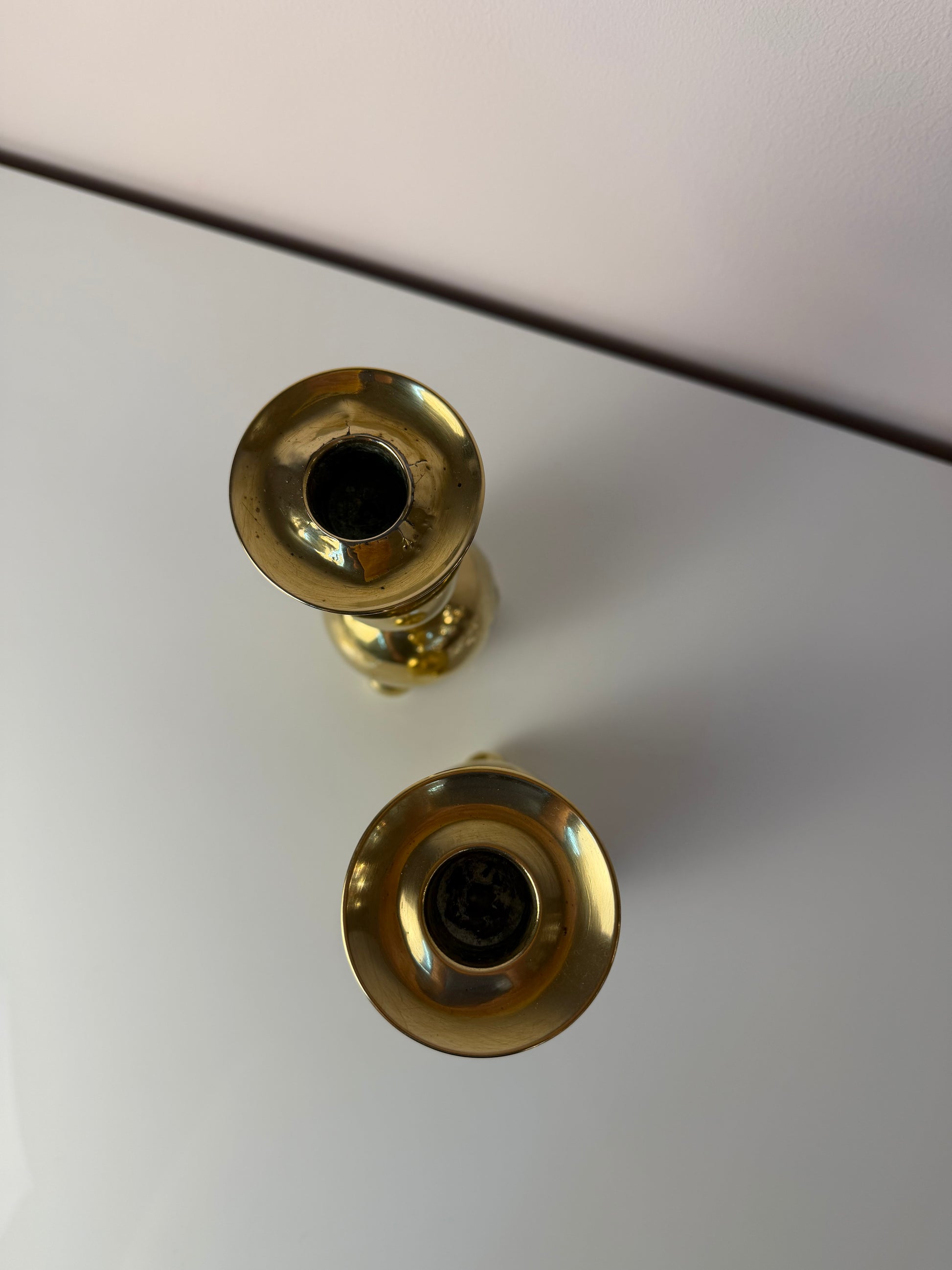 Set: 2x Kugel Kerzenständer Messing aus Dänemark
