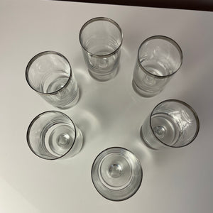 Set: 6x Weinglas mit Silberrand