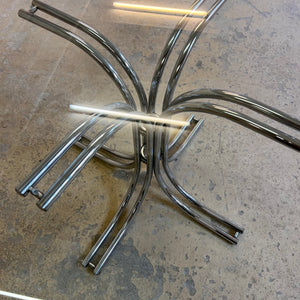 Runder Esstisch ∅ 120 cm Glas & Chrom von Gastone Rinaldi