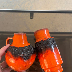 Set: 2x Vase Fat Lava orange schwarz von Kreutz Keramik